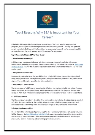 Top 8 Reasons Why BBA is Important for Your Career