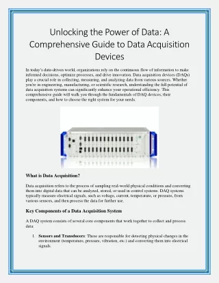 Unlocking the Power of Data A Comprehensive Guide to Data Acquisition Devices