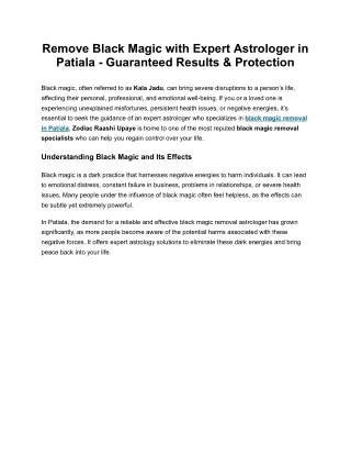 Remove Black Magic with Expert Astrologer in Patiala