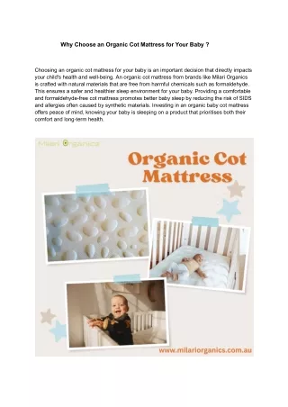 why choose an organic cot mattress for your baby