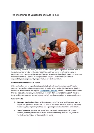 Old Age Home Donation