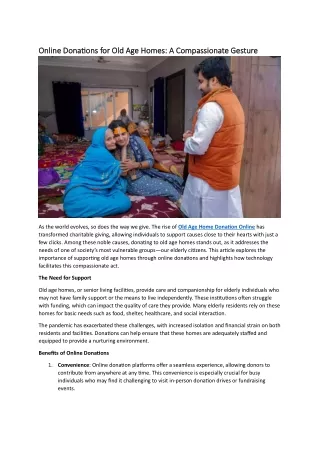 Old Age Home Donation Online