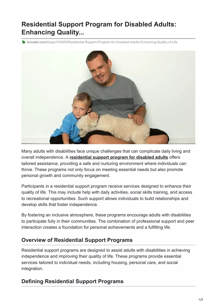 residential support program for disabled adults