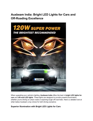 Auxbeam India_ Bright LED Lights for Cars and Off-Roading Excellence