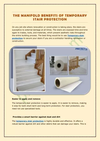 The Manifold Benefits of Temporary Stair Protection