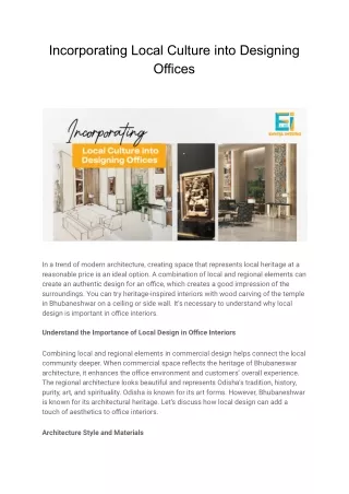Incorporating Local Culture into Designing Offices