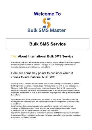 About International Bulk SMS Service