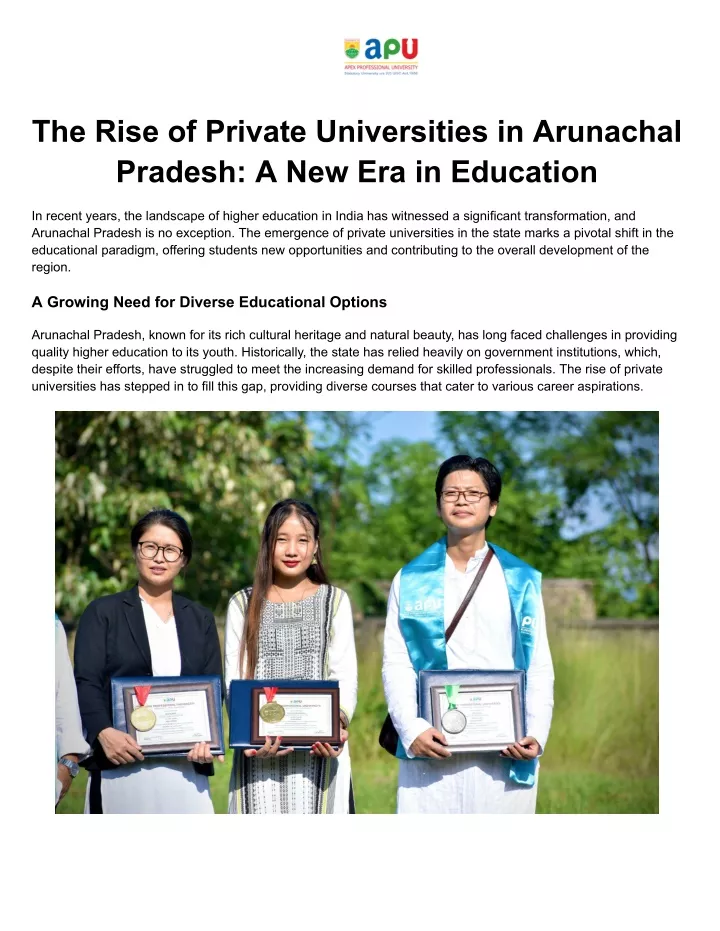 the rise of private universities in arunachal