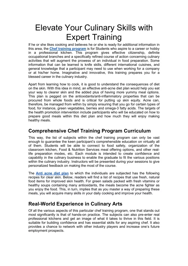 elevate your culinary skills with expert training