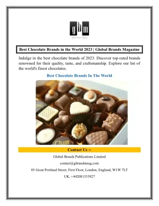 Best Chocolate Brands in the World 2023  Global Brands Magazine