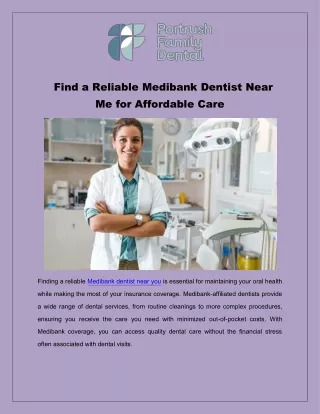 Find a Reliable Medibank Dentist Near Me for Affordable Care