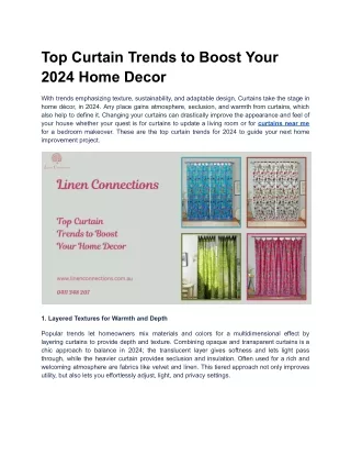 Top Curtain Trends to Boost Your 2024 Home Decor