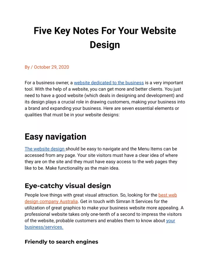 five key notes for your website design