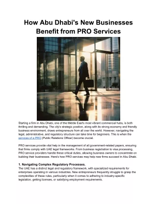 How Abu Dhabi's New Businesses Benefit from PRO Services