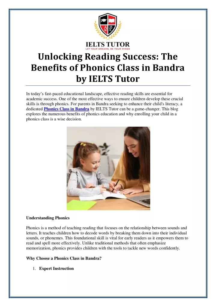 unlocking reading success the benefits of phonics