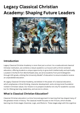 Legacy Classical Christian Academy Shaping Future Leaders