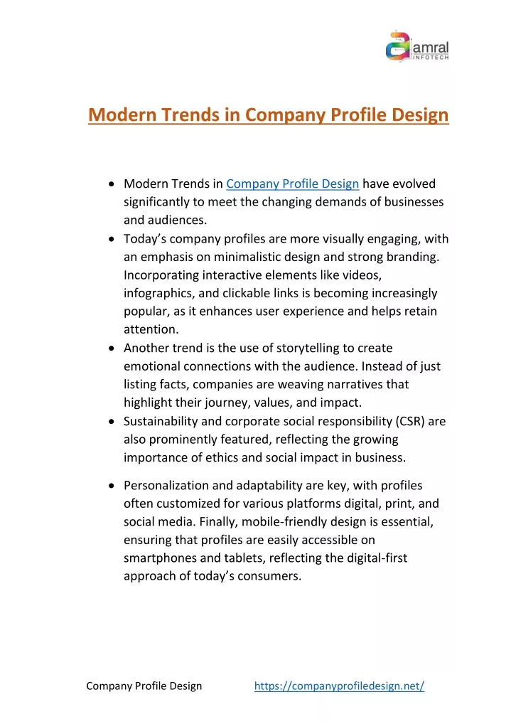 modern trends in company profile design