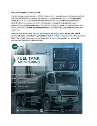 Fuel Theft Prevention Solutions for UAE