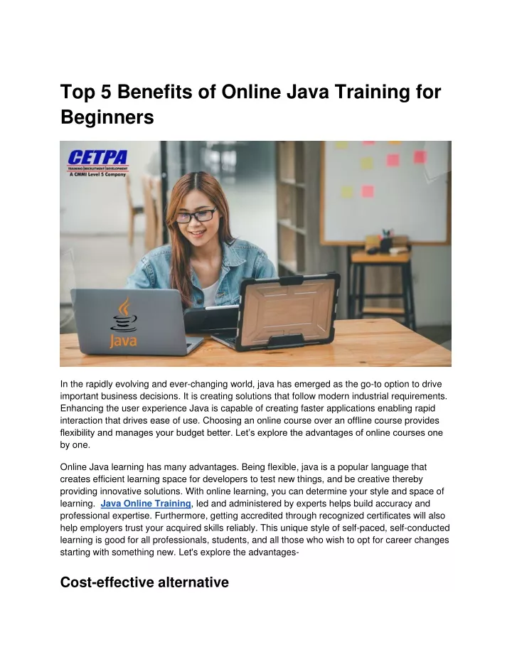 top 5 benefits of online java training