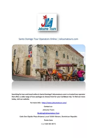 Santo Domigo Tour Operators Online | Jeloumatours.com