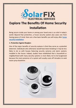 Explore The Benefits Of Home Security Installation