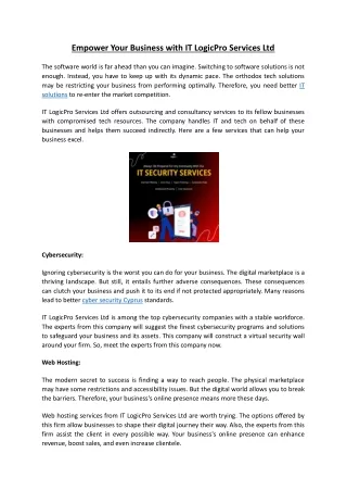 Empower Your Business with IT LogicPro Services Ltd