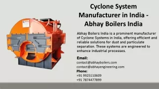 Cyclone System Manufacturer in India - Abhay Boilers India