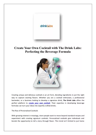create your own cocktail with the drink labs
