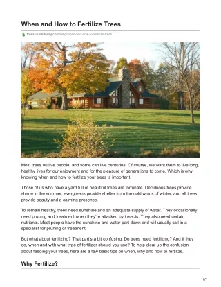 When and How to Fertilize Trees - Trees Unlimited LLC