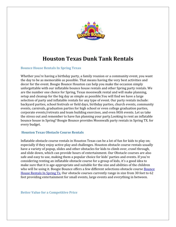 houston texas dunk tank rentals