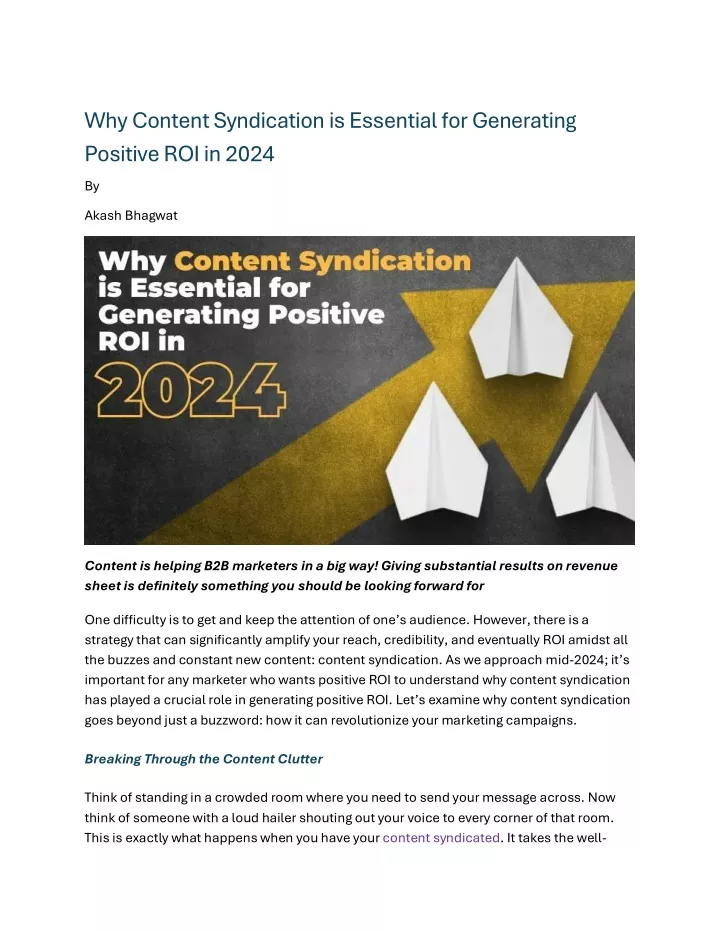 why content syndication is essential