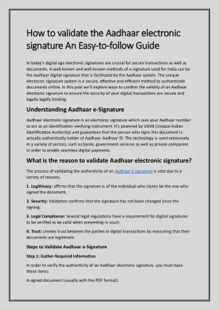 how to validate the aadhaar electronic