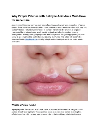 Why Pimple Patches with Salicylic Acid Are a Must-Have for Acne Care