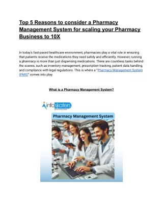 Top 5 Reasons to consider a Pharmacy Management System for scaling your Pharmacy Business to 10X