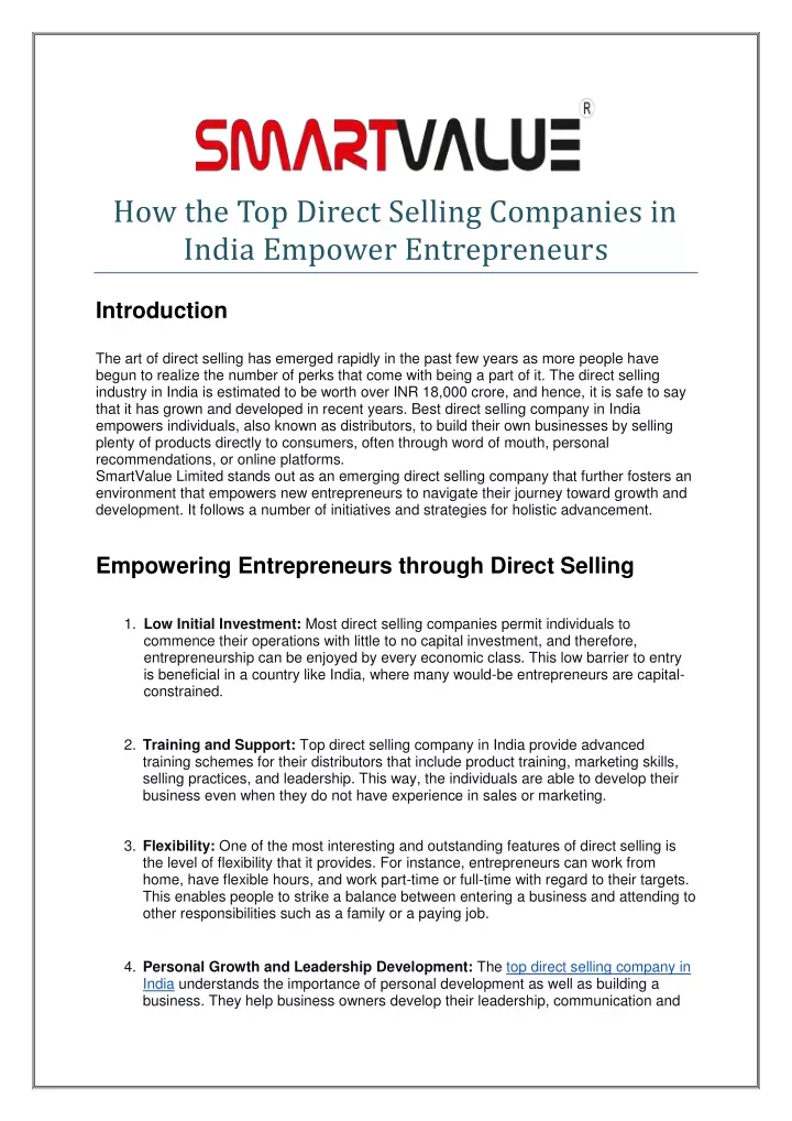 how the top direct selling companies in india