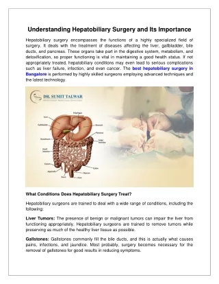 Understanding Hepatobiliary Surgery and Its Importance