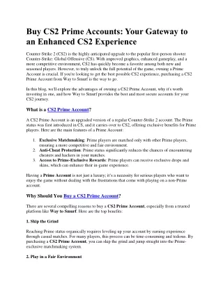 buy cs2 prime accounts your gateway