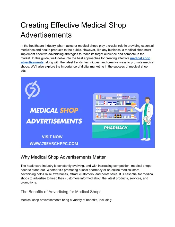 creating effective medical shop advertisements