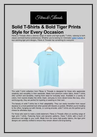 solid t shirts bold tiger prints style for every