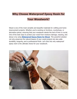Why Choose Waterproof Epoxy Resin for Your Woodwork