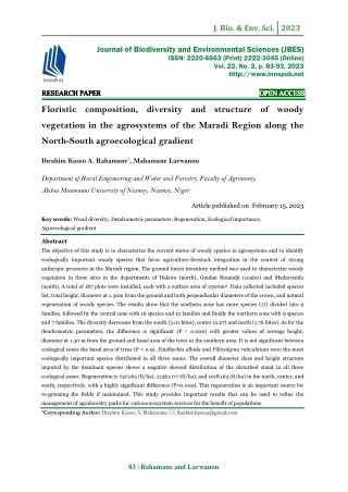 Floristic composition, diversity and structure of woody vegetation