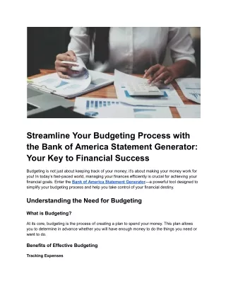 Streamline Your Budgeting Process with the Bank of America Statement Generator_ Your Key to Financial Success