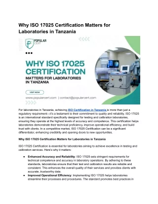 Why ISO 17025 Certification Matters for Laboratories in Tanzania