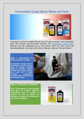 creomulsion cough syrup myths and facts