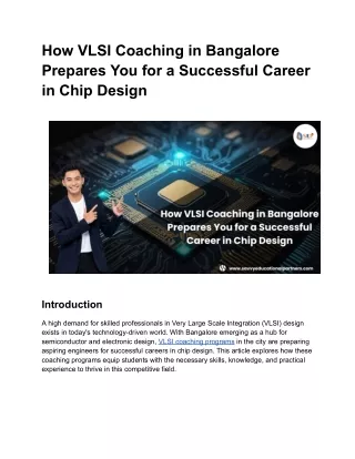 How VLSI Coaching in Bangalore Prepares You for a Successful Career in Chip Design