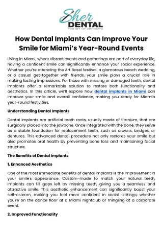 How Dental Implants Can Improve Your Smile for Miami’s Year-Round Events