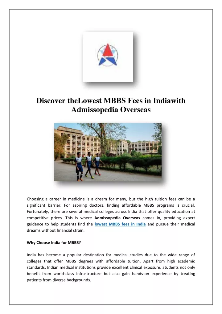 discover thelowest mbbs fees in indiawith