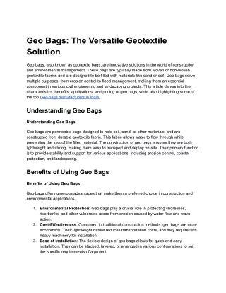 geo bags the versatile geotextile solution