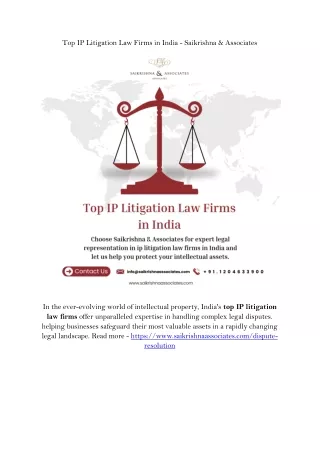 Top IP Litigation Law Firms in India - Saikrishna & Associates