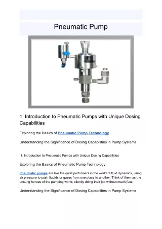 Pneumatic Pump by Unique Dosing Systems